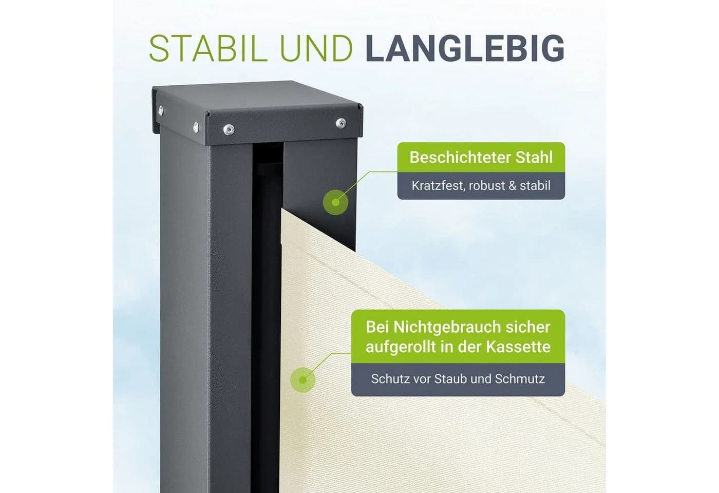 Juskys Seitenmarkise Dubai Beige Ausziehbar - Bild 5