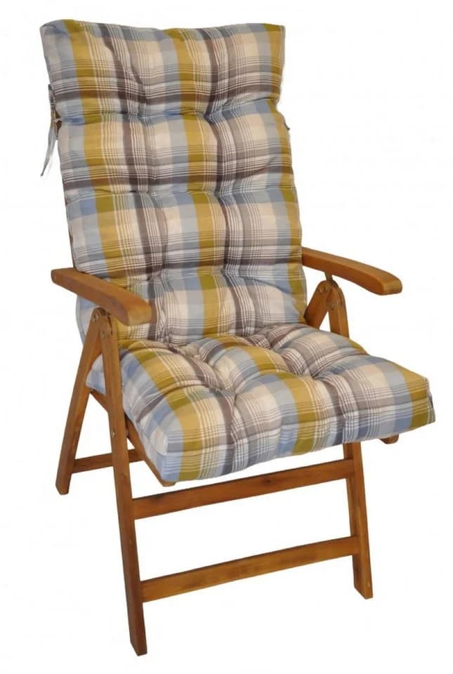 Rattani Hochlehnerauflage Sylva 120x50 cm Karo Gelb/Grau
