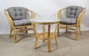 Rattani Rattangarnitur Bahama Set 2 Sessel Tisch Glasplatte Honig Grau Bild 2