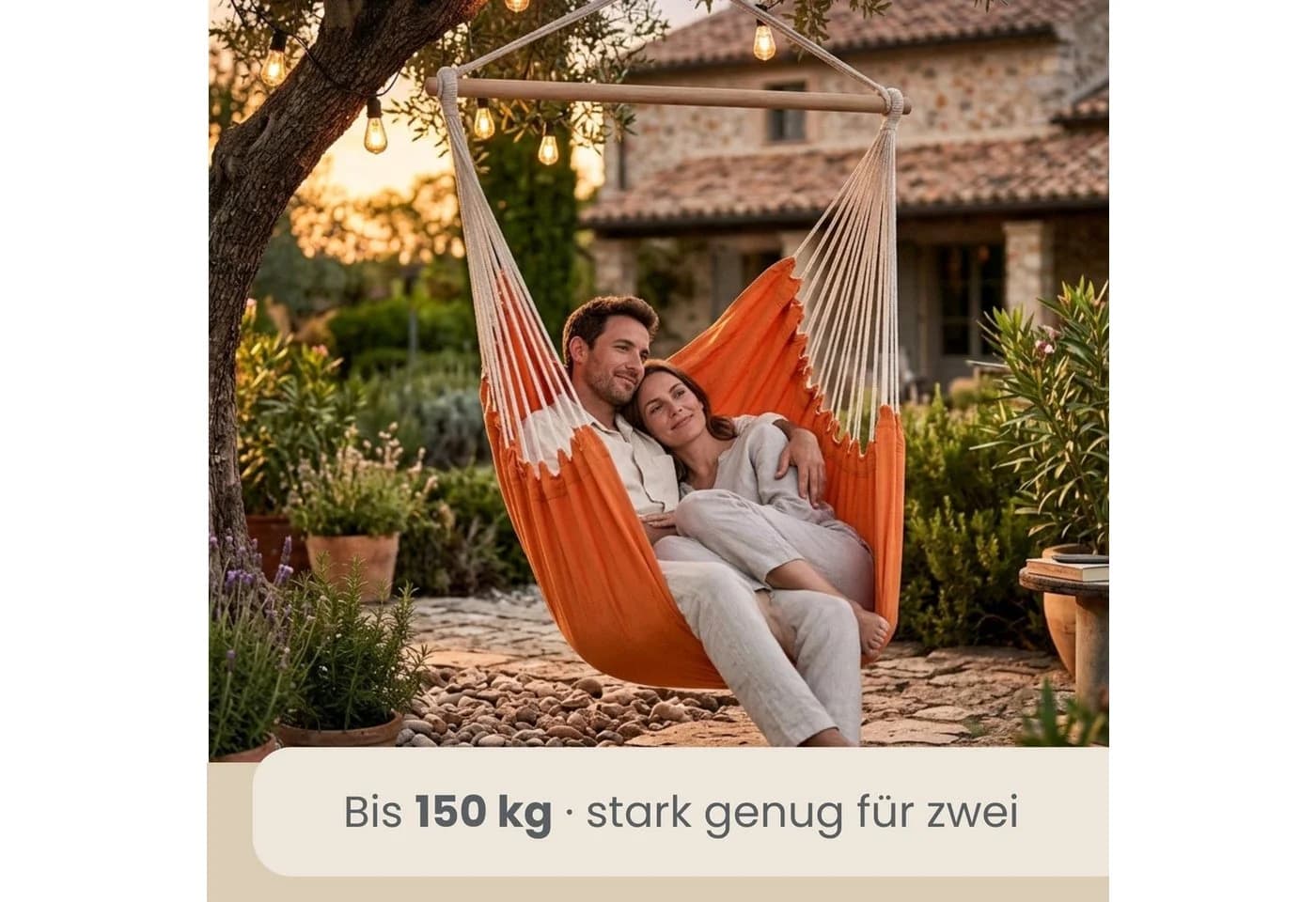 AMANKA XXL Hängesessel 2 Personen Baumwolle 360° Schwenkbar - Bild 3