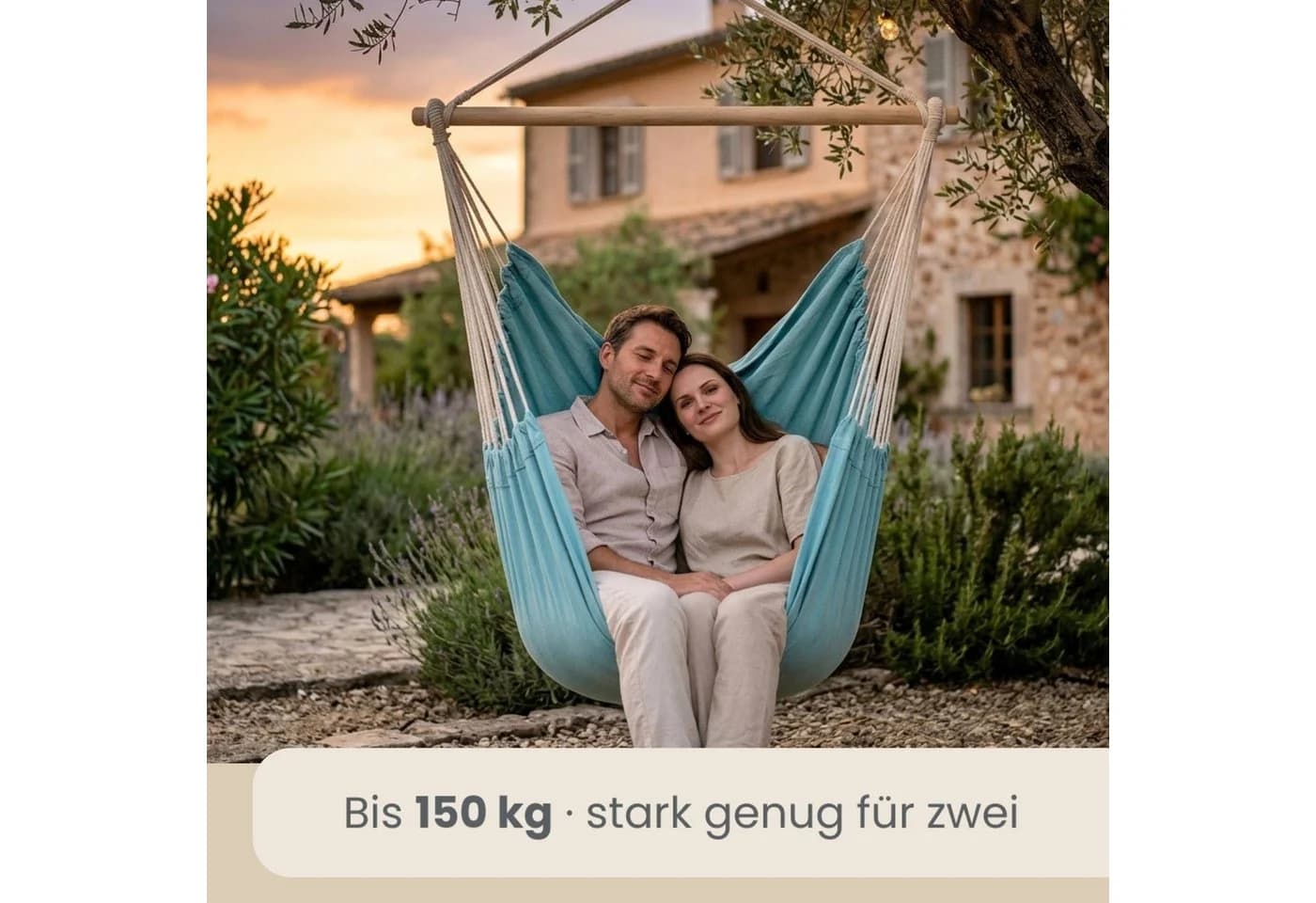 AMANKA XXL Hängesessel 2 Personen Baumwolle 360° Schwenkbar - Bild 3