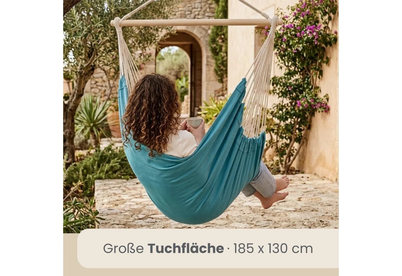 AMANKA XXL Hängesessel 2 Personen Baumwolle 360° Schwenkbar - Bild 4