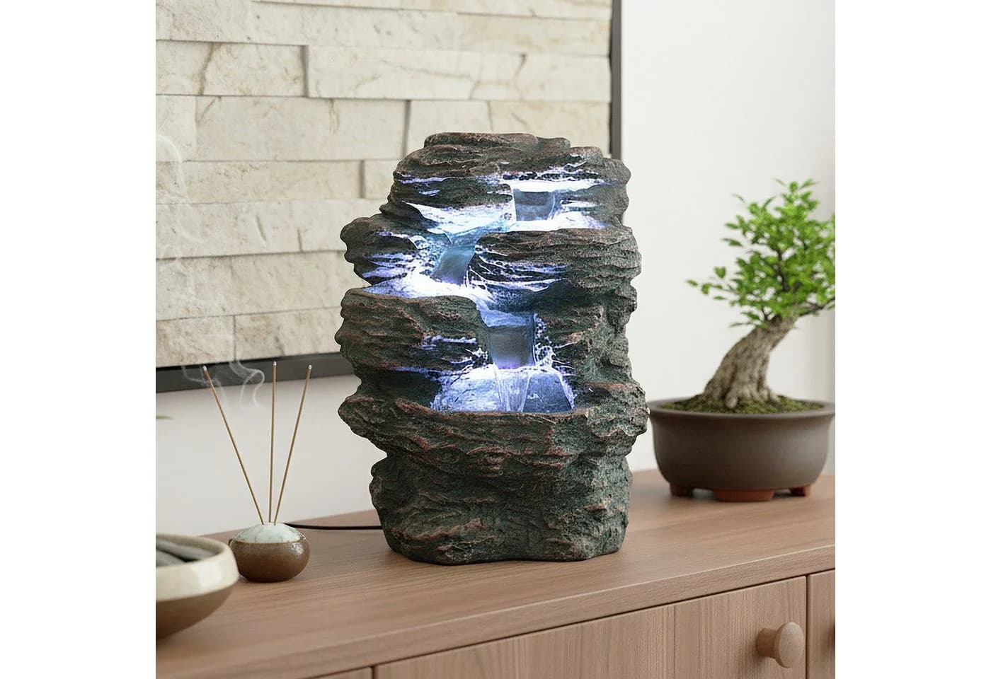 Arnusa Zimmerbrunnen Niagara mit LED-Beleuchtung und Wasserpumpe - Bild 4