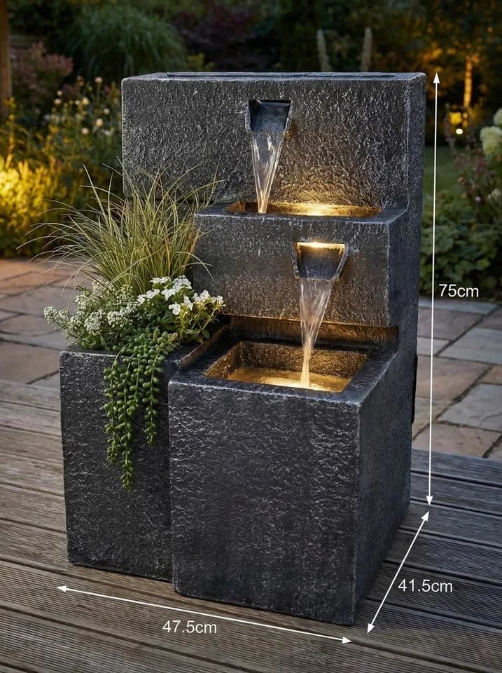 Arnusa Gartenbrunnen Grada mit LED-Beleuchtung und Pflanzbecken - Bild 5