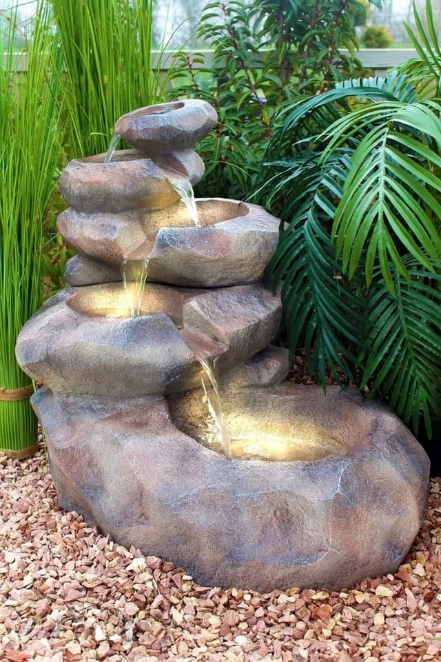 Arnusa Wasserfall Gartenbrunnen SB109 Steinoptik mit LED-Beleuchtung - Bild 5