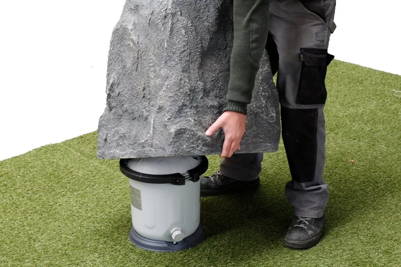 Arnusa Dekofelsen Poolpumpe Abdeckung Grau Polyresin - Bild 3
