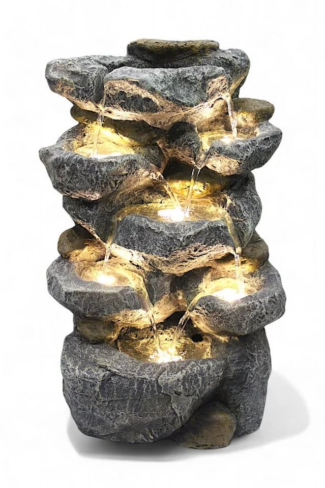 Arnusa Gartenbrunnen BK802 mit LED Beleuchtung - Wetterfest Kunststein - Bild 2