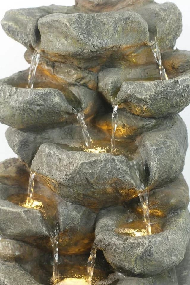 Arnusa Gartenbrunnen BK802 mit LED Beleuchtung - Wetterfest Kunststein - Bild 4