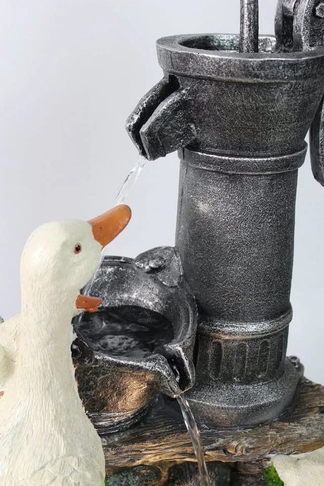Arnusa Gartenbrunnen Gänse BK821 mit LED-Beleuchtung Braun