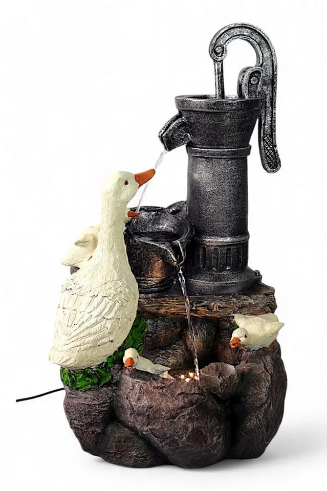 Arnusa Gartenbrunnen Gänse BK821 mit LED-Beleuchtung Braun - Bild 2