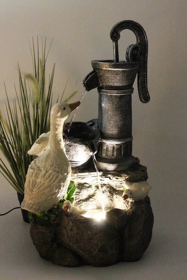 Arnusa Gartenbrunnen Gänse BK821 mit LED-Beleuchtung Braun - Bild 3