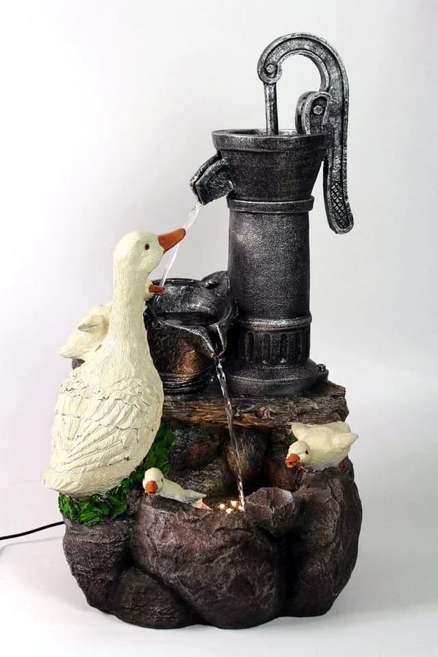 Arnusa Gartenbrunnen Gänse BK821 mit LED-Beleuchtung Braun - Bild 4