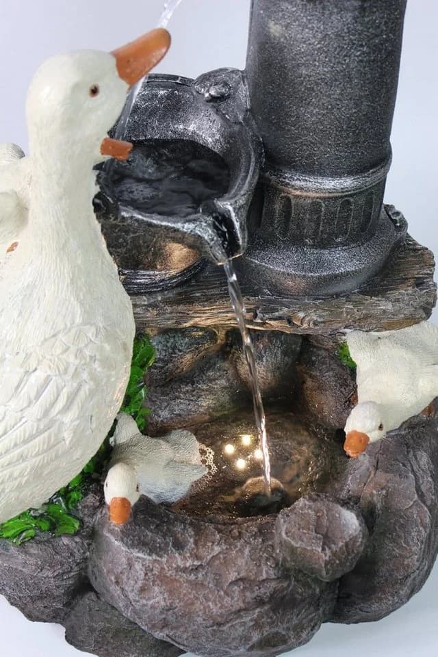 Arnusa Gartenbrunnen Gänse BK821 mit LED-Beleuchtung Braun - Bild 5