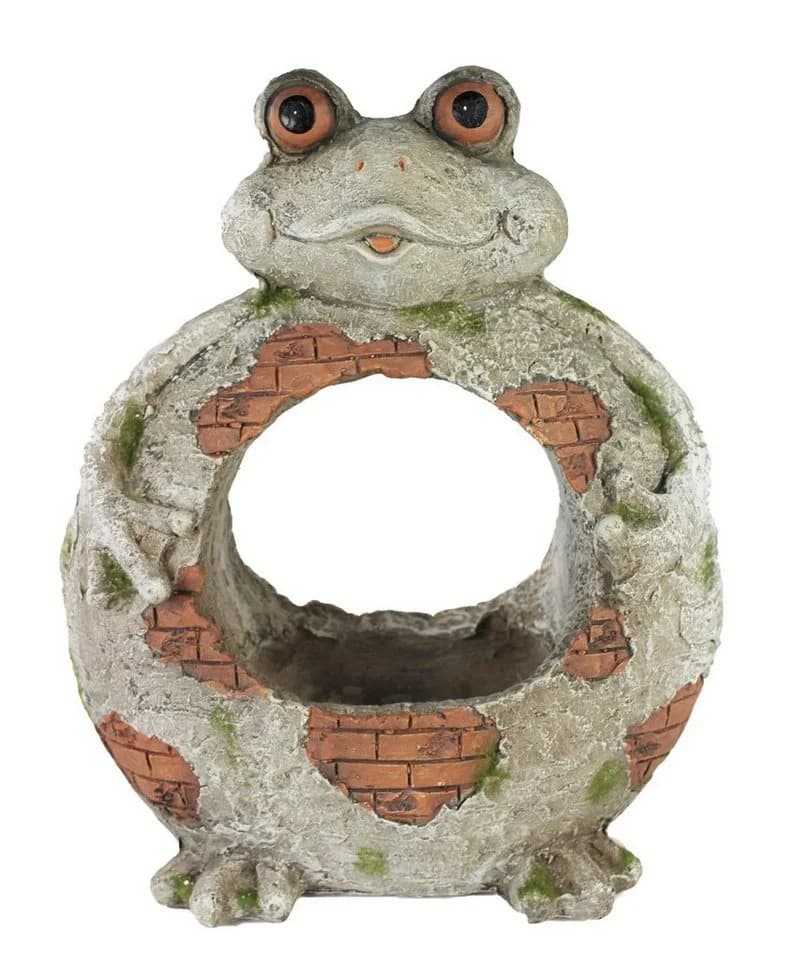 Arnusa Blumentopf Frosch Steinoptik Polyresin Gartenfigur - Bild 2