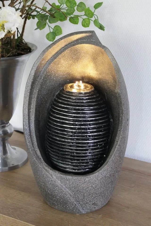Arnusa Zimmerbrunnen BK835 Komplett-Set mit LED Beleuchtung Grau