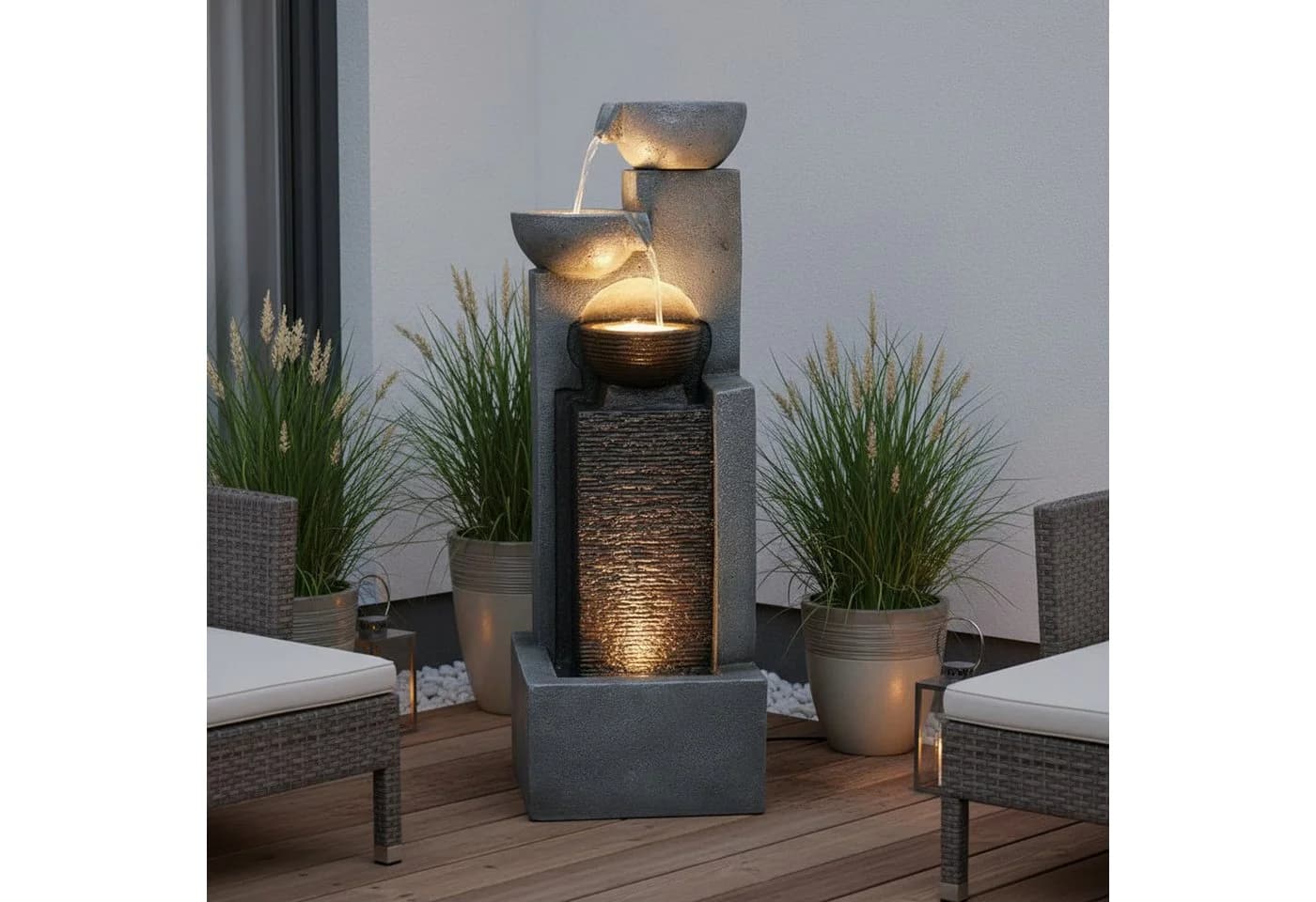 Arnusa Gartenbrunnen mit LED Beleuchtung und Kaskade - Bild 3
