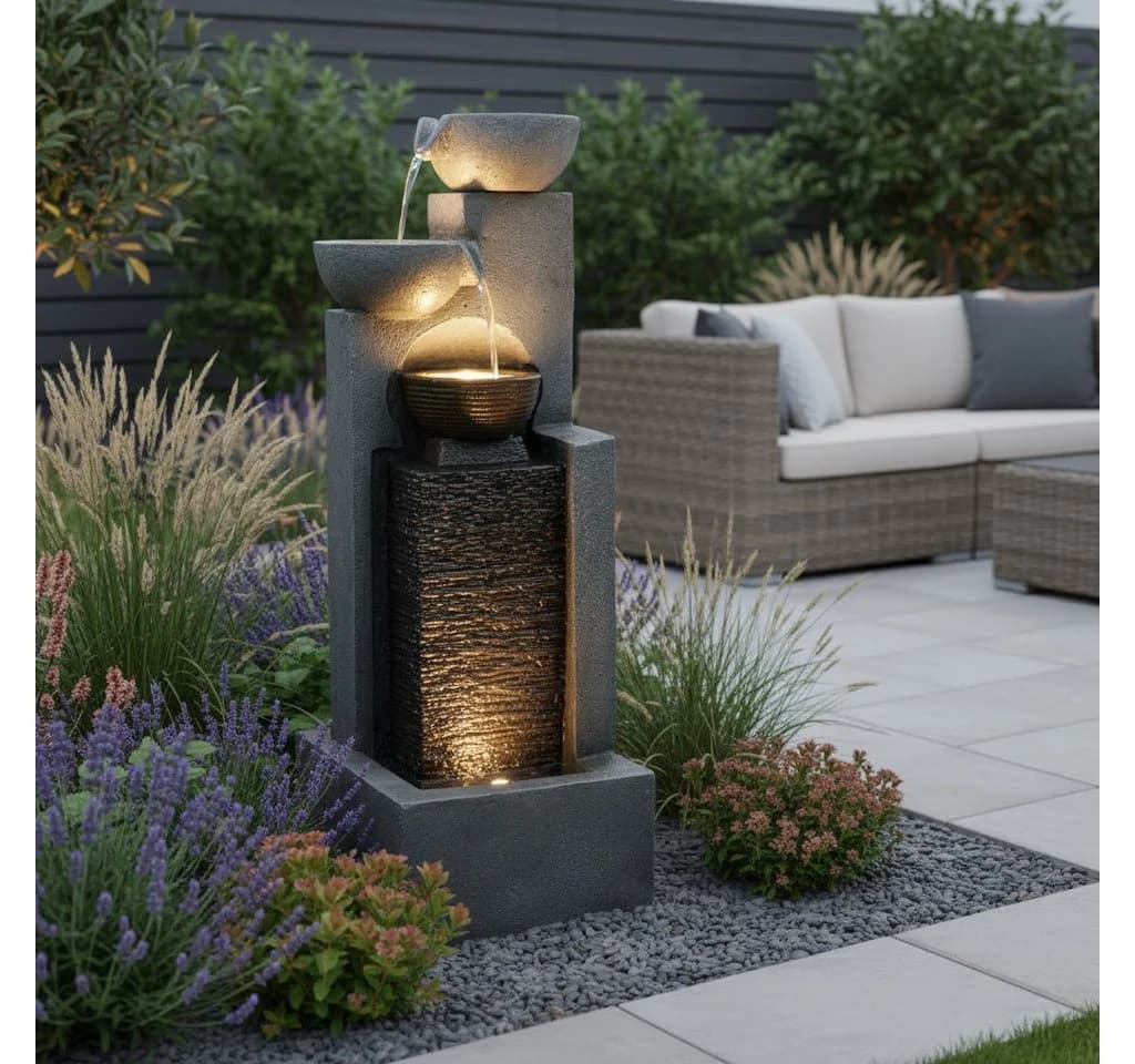 Arnusa Gartenbrunnen mit LED Beleuchtung und Kaskade - Bild 4
