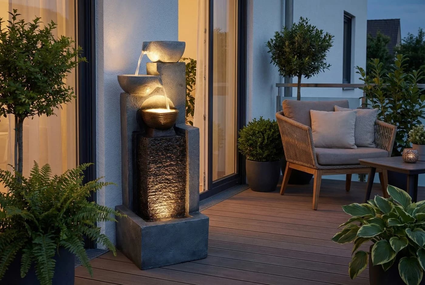 Arnusa Gartenbrunnen mit LED Beleuchtung und Kaskade - Bild 5