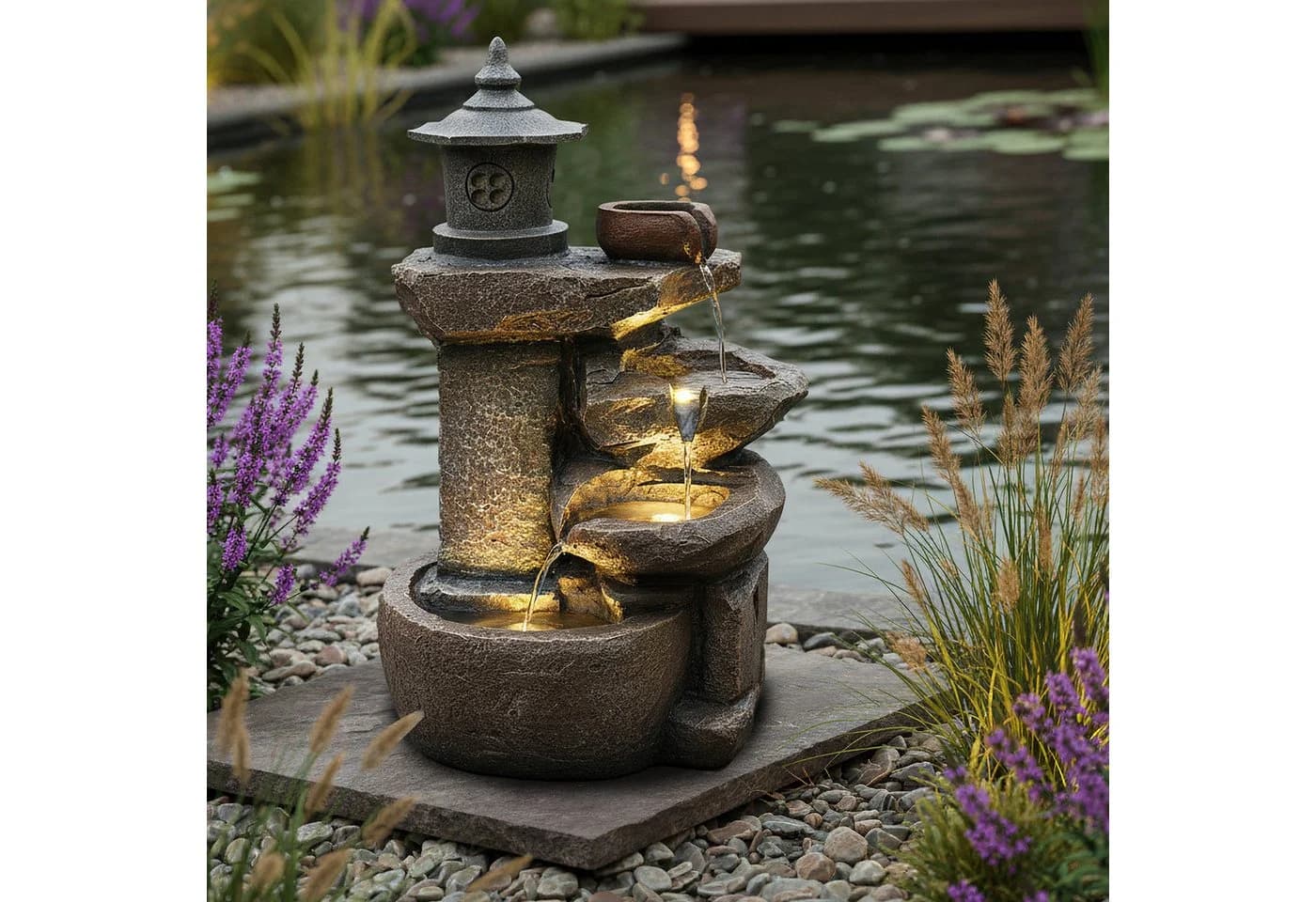 Arnusa Gartenbrunnen BK851 mit LED Beleuchtung Polyresin - Bild 5