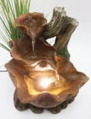 Arnusa Zimmerbrunnen Herbstlaub BK853 mit LED Beleuchtung Braun Polyresin Bild 1