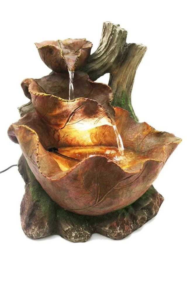 Arnusa Zimmerbrunnen Herbstlaub BK853 mit LED Beleuchtung Braun Polyresin - Bild 2