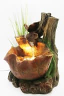Arnusa Zimmerbrunnen Herbstlaub BK853 mit LED Beleuchtung Braun Polyresin Bild 4