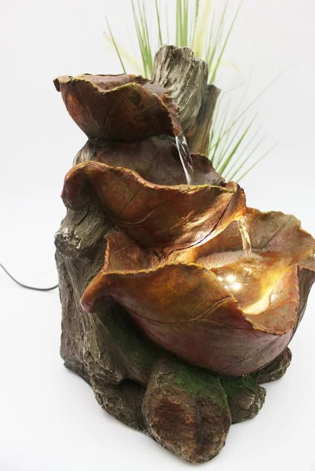 Arnusa Zimmerbrunnen Herbstlaub BK853 mit LED Beleuchtung Braun Polyresin - Bild 5