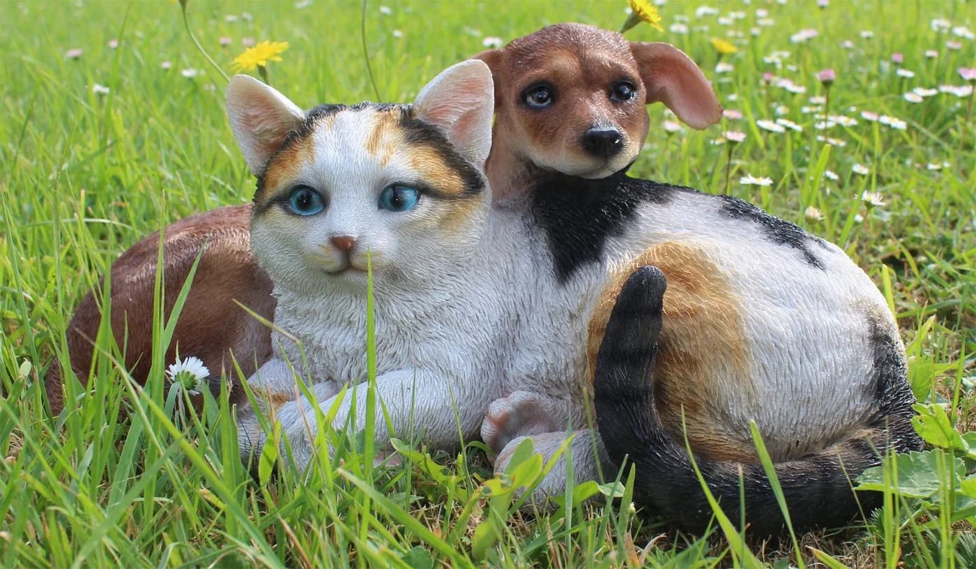 Arnusa Gartenfigur Hund und Katze Dekofigur 34 cm - Bild 5