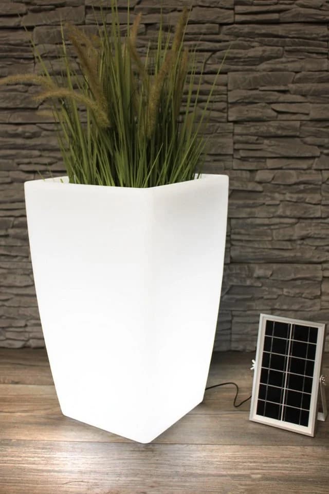 Arnusa Pflanzkübel Solar LED Weiß mit Fernbedienung - Bild 2