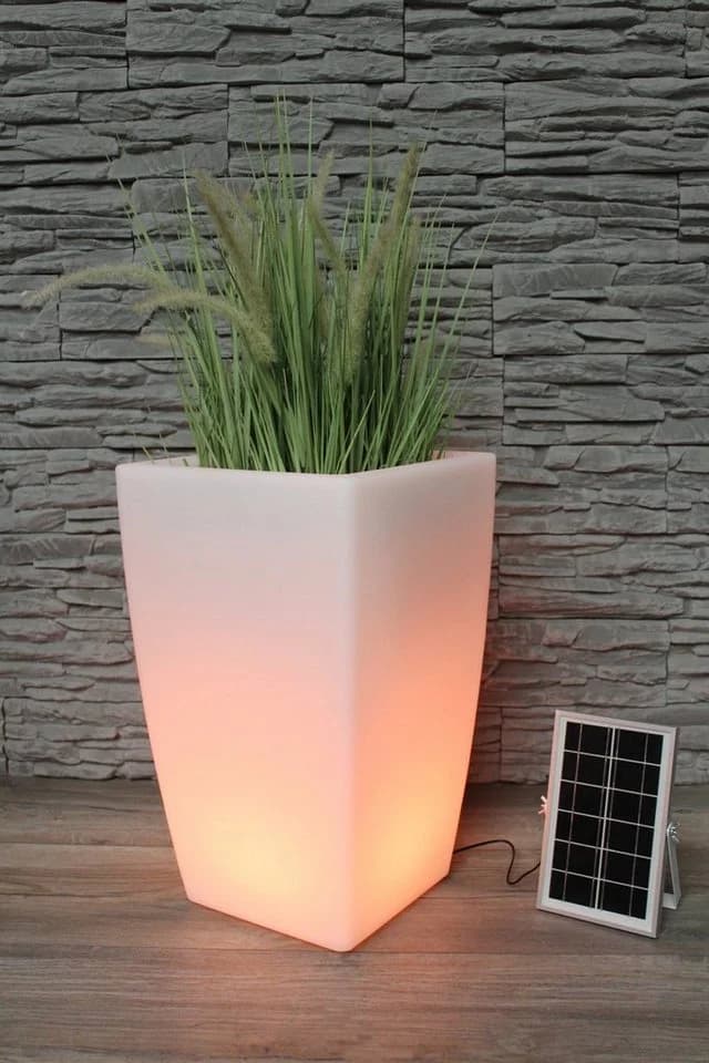 Arnusa Pflanzkübel Solar LED Weiß mit Fernbedienung - Bild 3