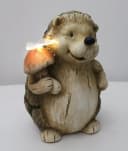 Arnusa Gartenfigur Solarlampe Igel mit Schmetterling Holzoptik Bild 5