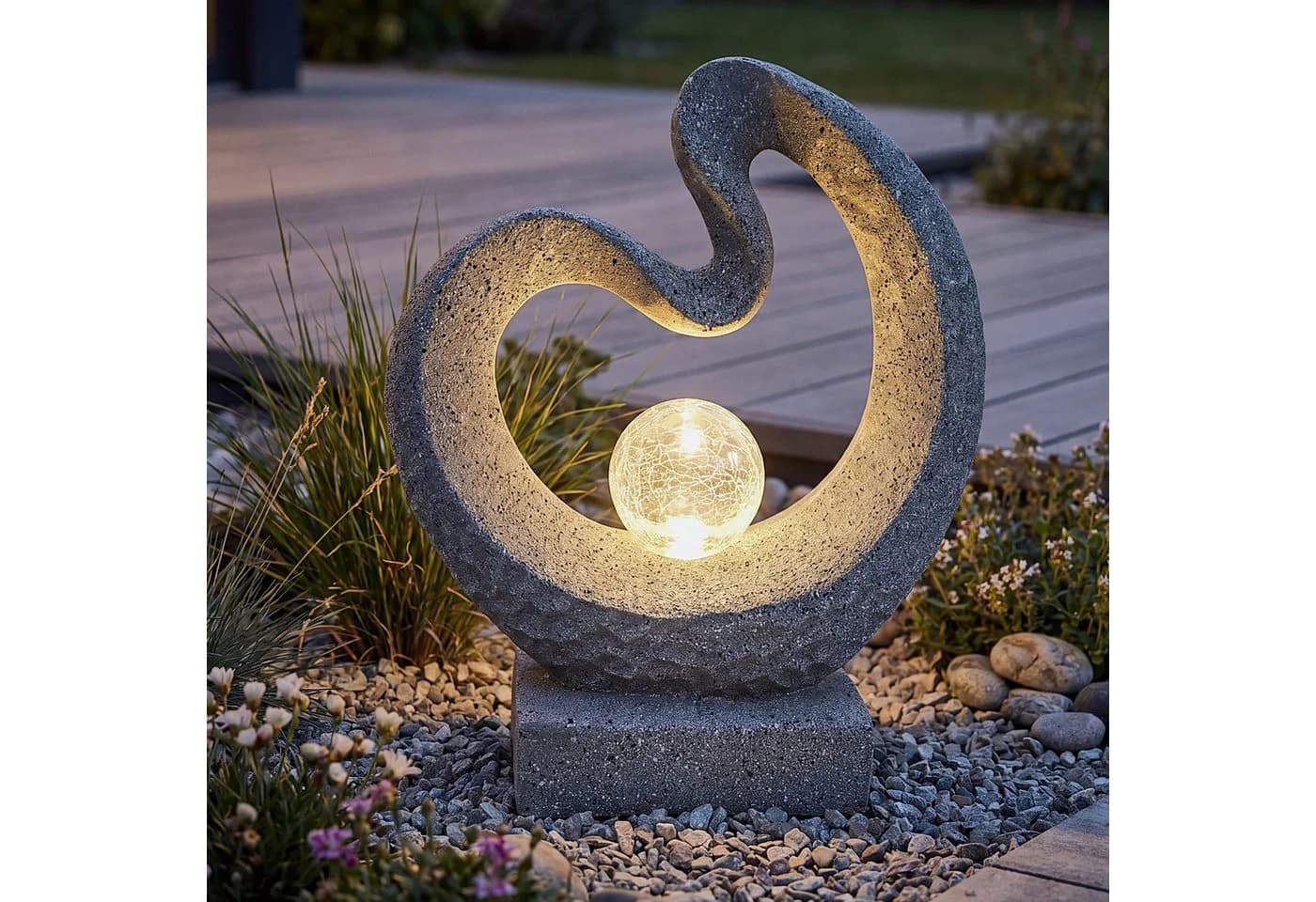Arnusa LED Solarleuchte Gartenfigur Granit-Optik - Bild 5