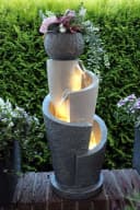 Arnusa Gartenbrunnen mit LED Beleuchtung Polyresin Beige/Grau Bild 1