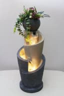 Arnusa Gartenbrunnen mit LED Beleuchtung Polyresin Beige/Grau Bild 3