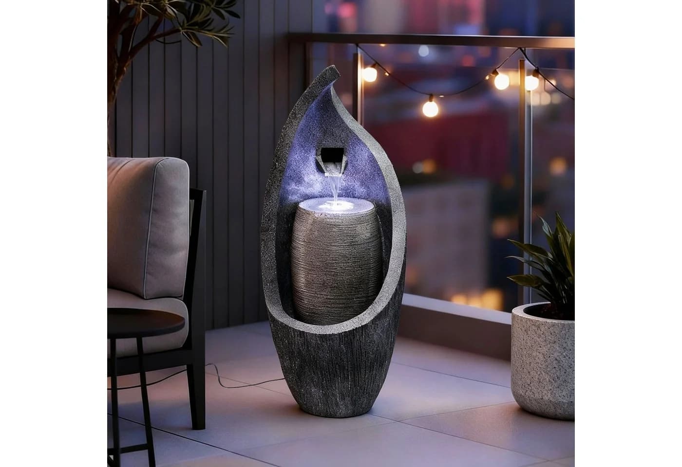 Arnusa Gartenbrunnen Moderner Springbrunnen mit LED Beleuchtung - Bild 4