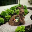 Arnusa Gartenfigur Solar Tierfigur Hase mit Glaskugel und warmweiß LED Beleuchtung Bild 1