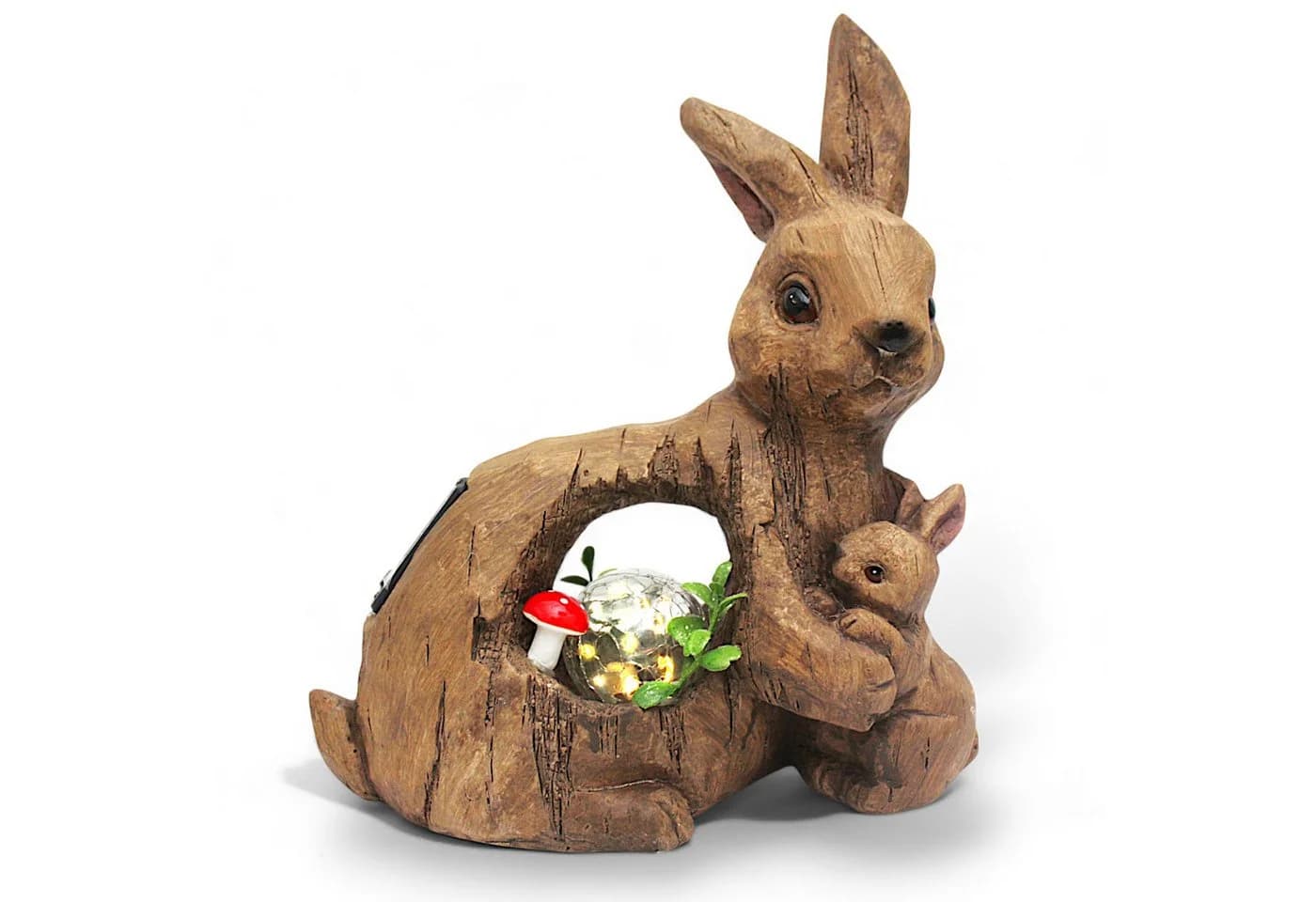 Arnusa Gartenfigur Solar Tierfigur Hase mit Glaskugel und warmweiß LED Beleuchtung - Bild 2