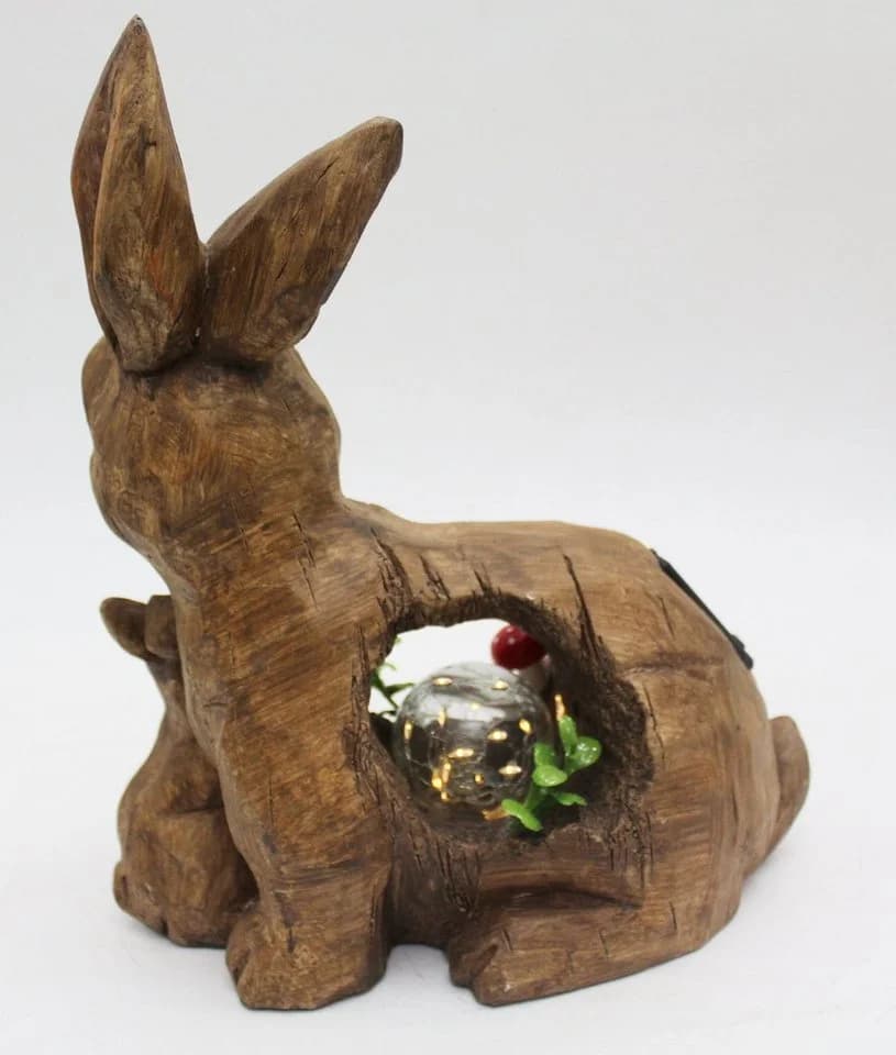 Arnusa Gartenfigur Solar Tierfigur Hase mit Glaskugel und warmweiß LED Beleuchtung - Bild 3