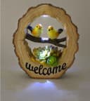 Arnusa Gartenfigur Solar Welcome Schild Gartendeko beleuchtet Holzoptik Bild 1