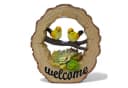 Arnusa Gartenfigur Solar Welcome Schild Gartendeko beleuchtet Holzoptik Bild 2