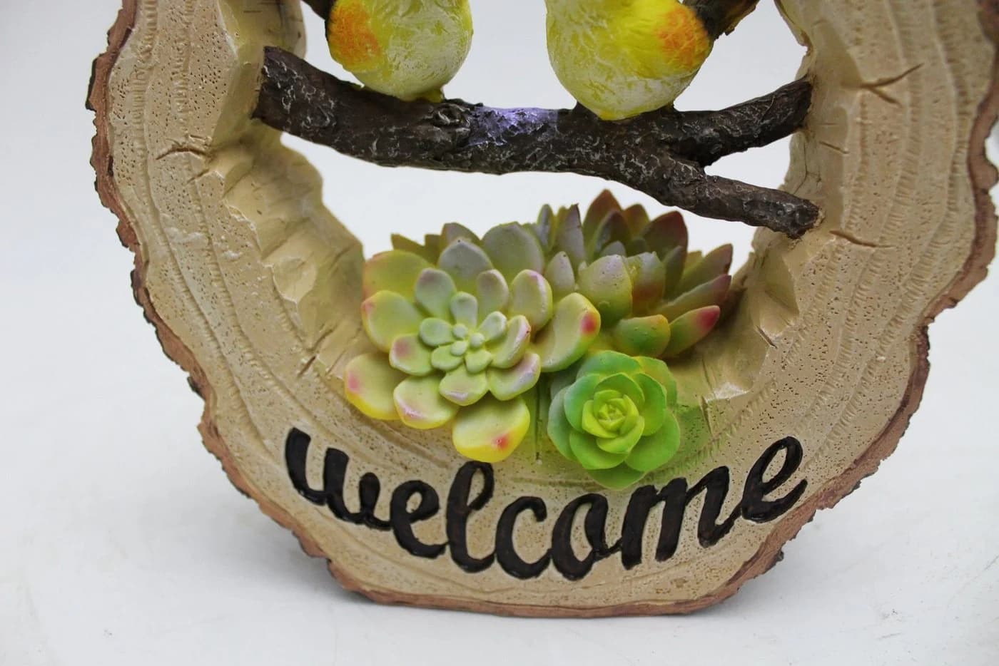 Arnusa Gartenfigur Solar Welcome Schild Gartendeko beleuchtet Holzoptik - Bild 3