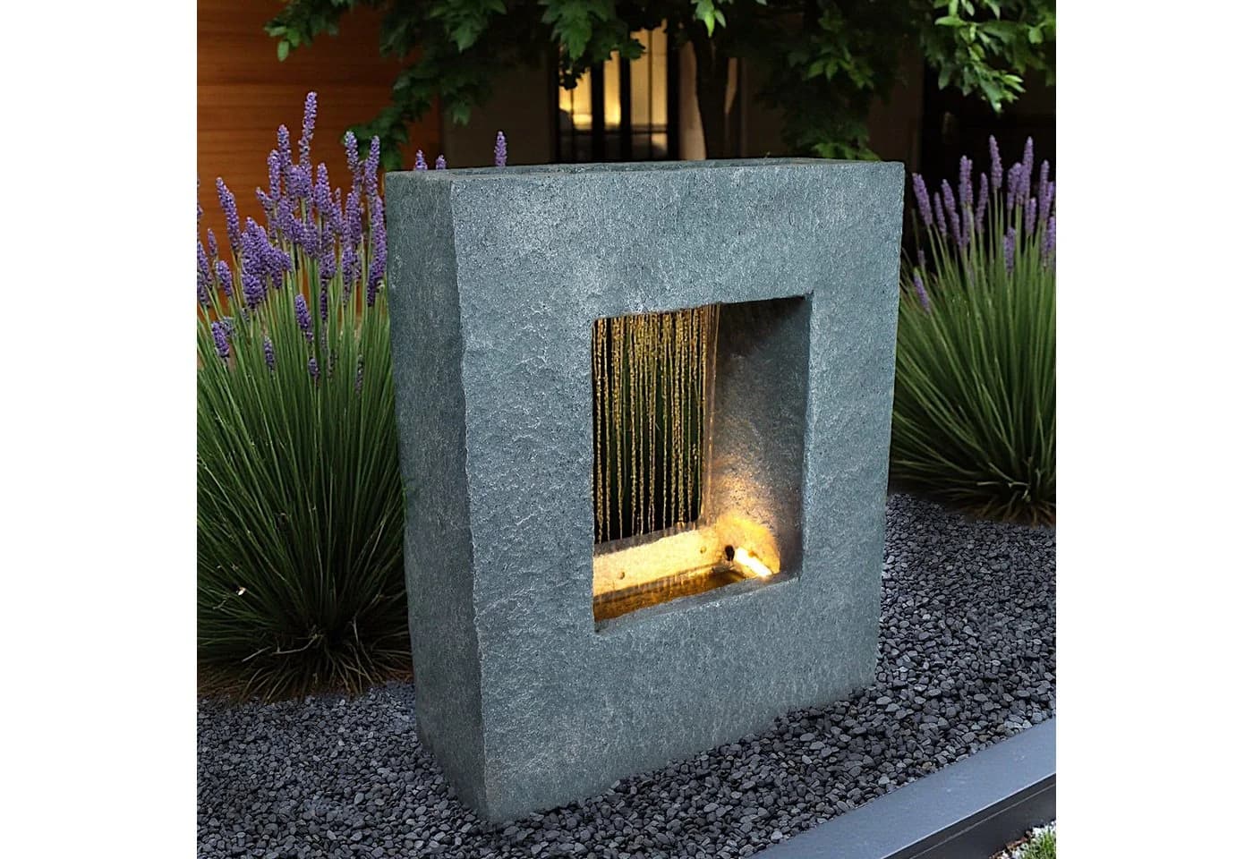Arnusa Gartenbrunnen Springbrunnen mit LED Beleuchtung Regen Wasserfall - Bild 2
