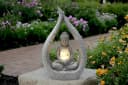Arnusa Solarleuchte Buddha Granit-Optik mit Glaskugel Bild 3