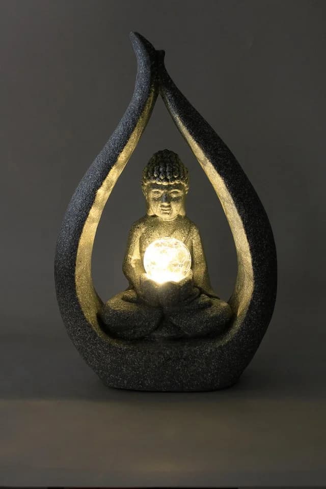 Arnusa Solarleuchte Buddha Granit-Optik mit Glaskugel - Bild 4