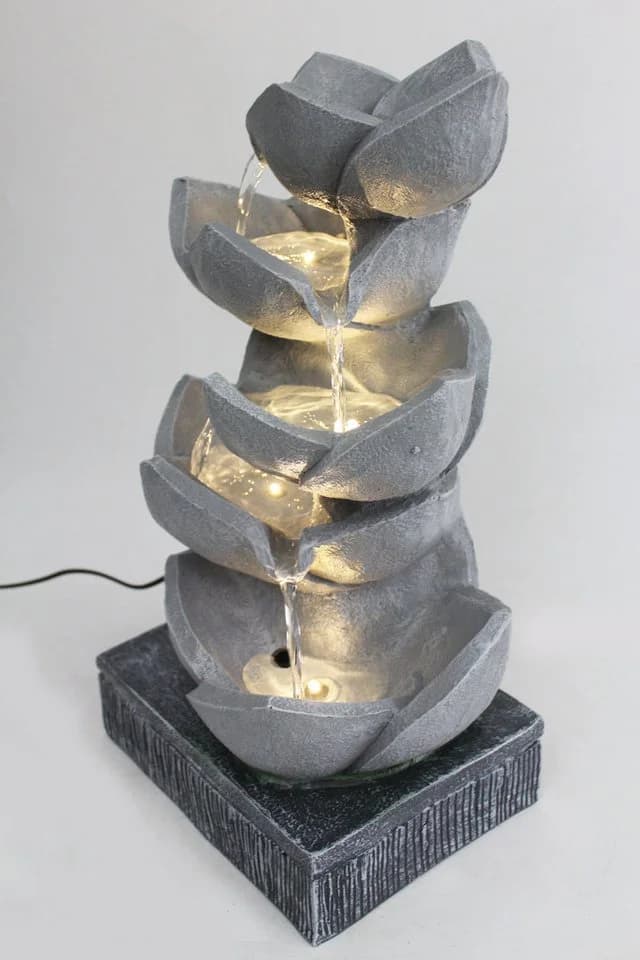 Arnusa Zimmerbrunnen BK901 mit LED Beleuchtung Grau Polyresin - Bild 5