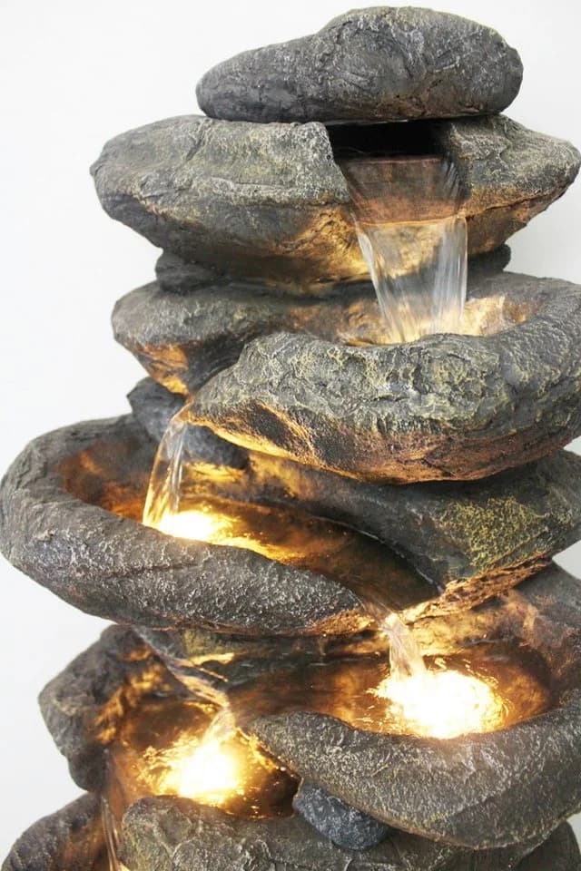 Arnusa Gartenbrunnen Wasserfall 100 cm LED-Beleuchtung - Bild 4