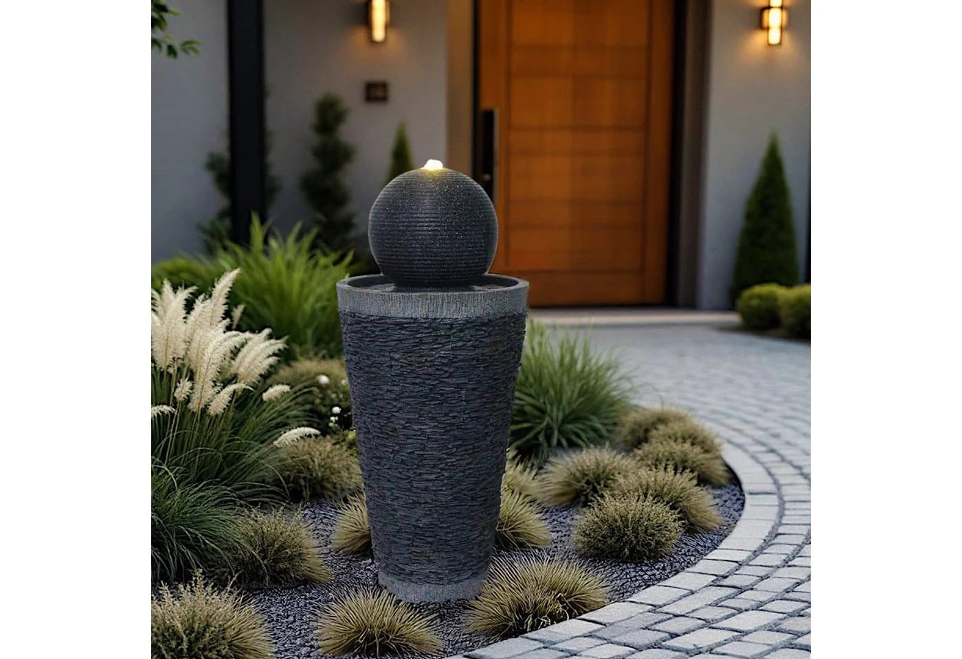 Arnusa Gartenbrunnen Springbrunnen mit LED Beleuchtung Kugel Brunnen Gartendeko - Bild 5