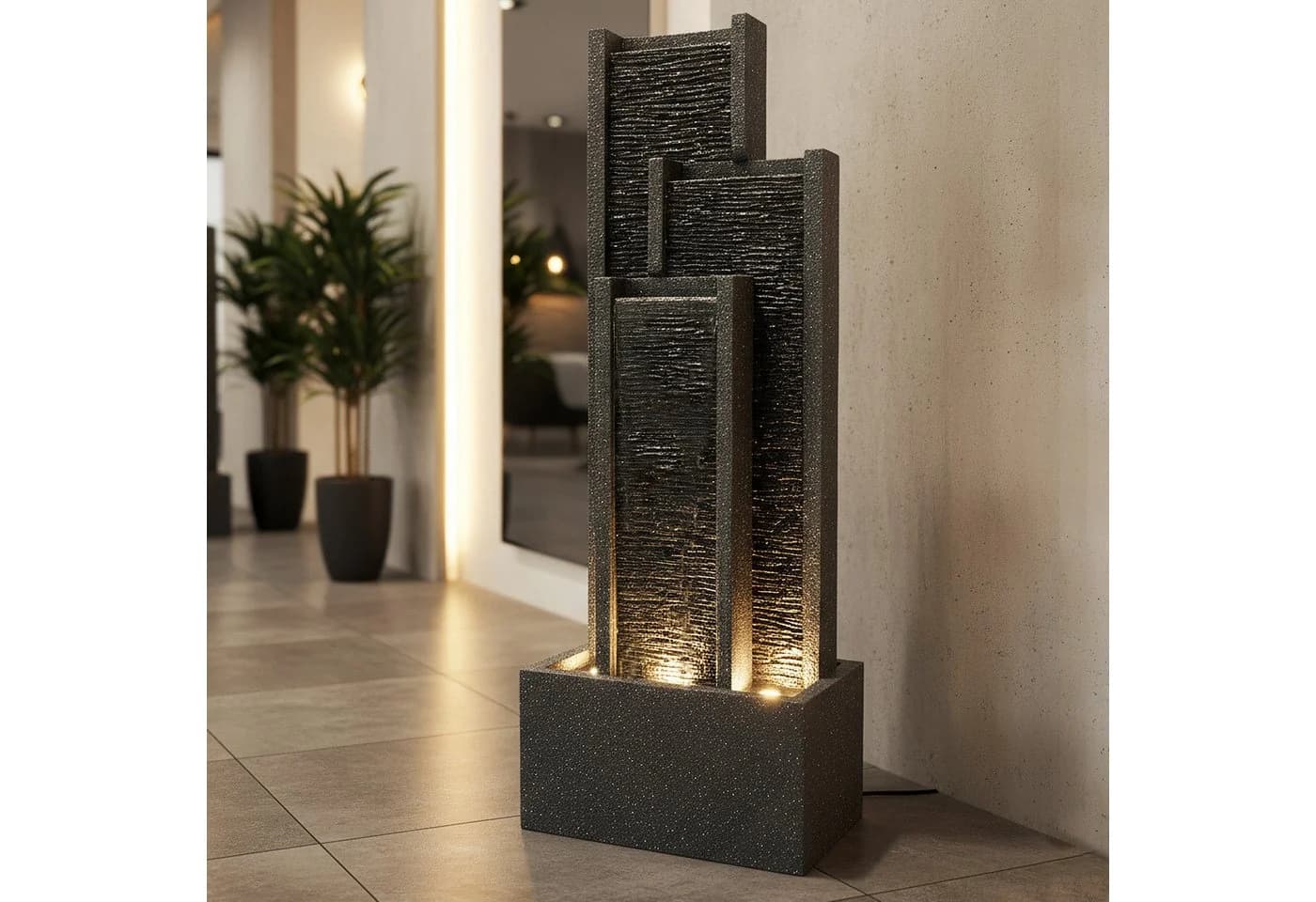 Arnusa Gartenbrunnen BK903 Wasserwand 99 cm Standbrunnen mit LED - Bild 4