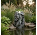 Arnusa Gartenbrunnen Quellstein mit LED Beleuchtung Grau Bild 1
