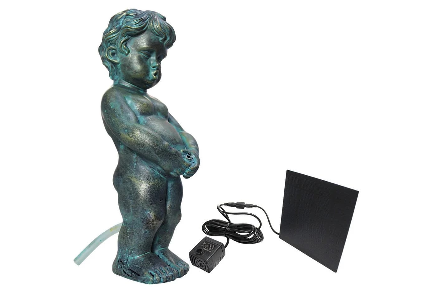 Arnusa Solar Wasserspeier Junge Kupfer-Bronze Teichfigur 31 cm - Bild 2
